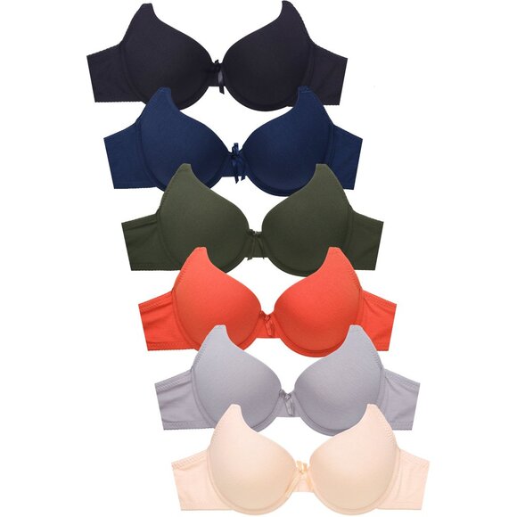 PACK OF 6 Women's Mamia Full Coverage Underwire Solid T Shirt Bras (BR4467P5) - Picture 1 of 4
